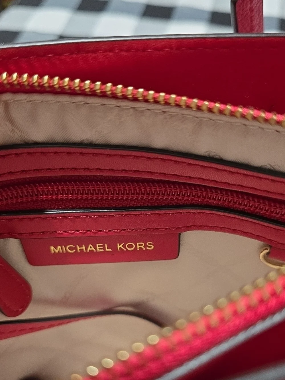 Michael Kors Red Pebbled Leather Mini Satchel with Shoulder Strap